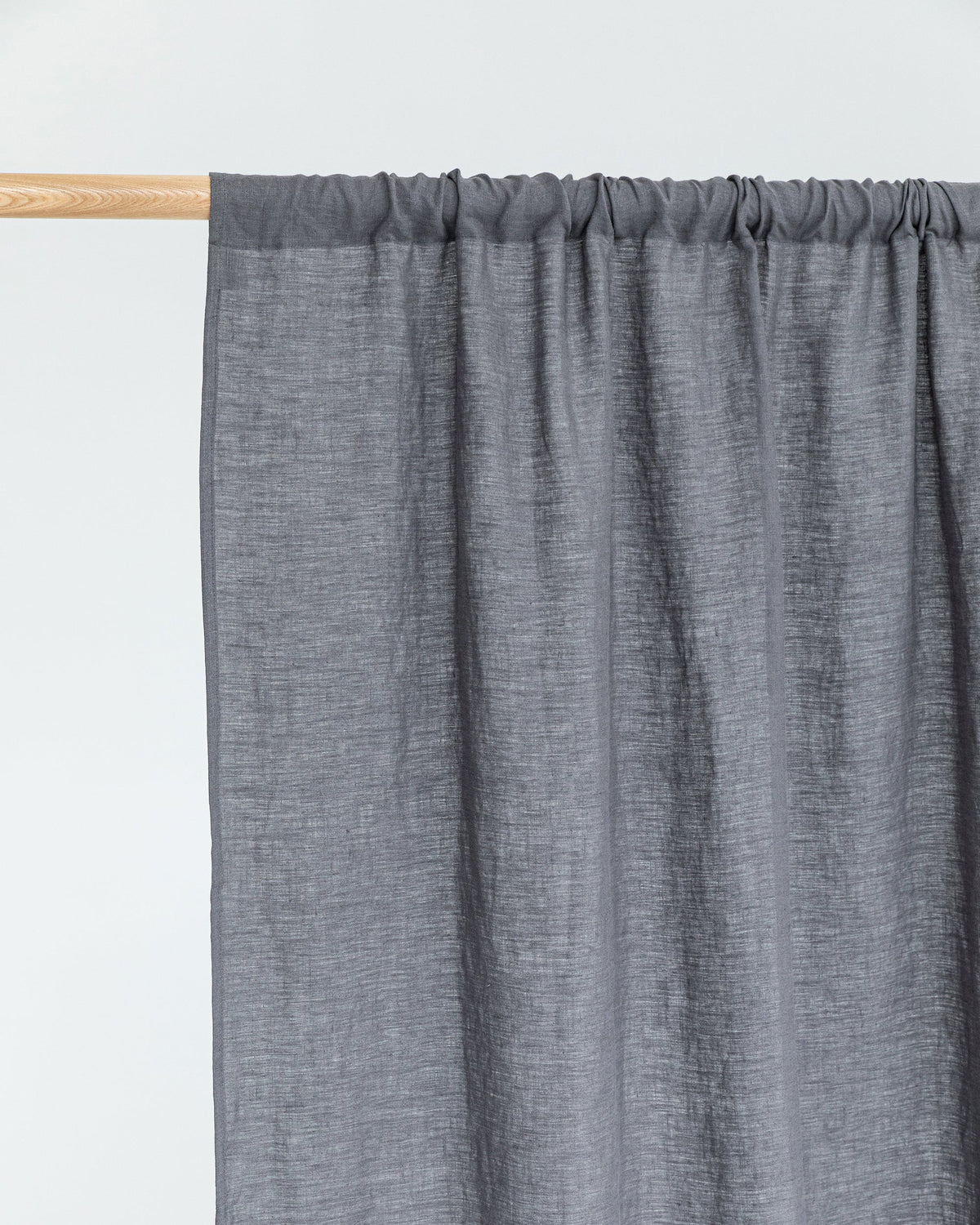 Rod pocket linen curtain panel (1 pcs) in Charcoal gray
