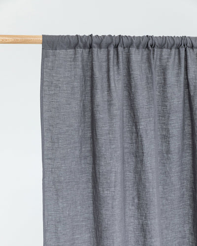 Custom size Rod pocket linen curtain panel (1 pcs) in Charcoal gray - MagicLinen