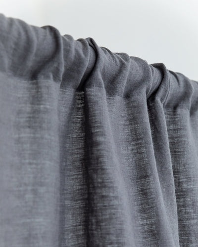 Custom size Rod pocket linen curtain panel (1 pcs) in Charcoal gray - MagicLinen