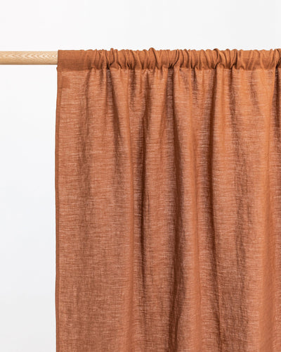 Custom size rod pocket linen curtain panel (1 pcs) in Cinnamon - MagicLinen