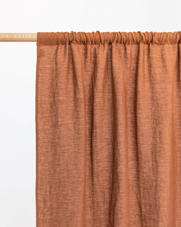 Rod pocket linen curtain panel (1 pcs) in Cinnamon - MagicLinen