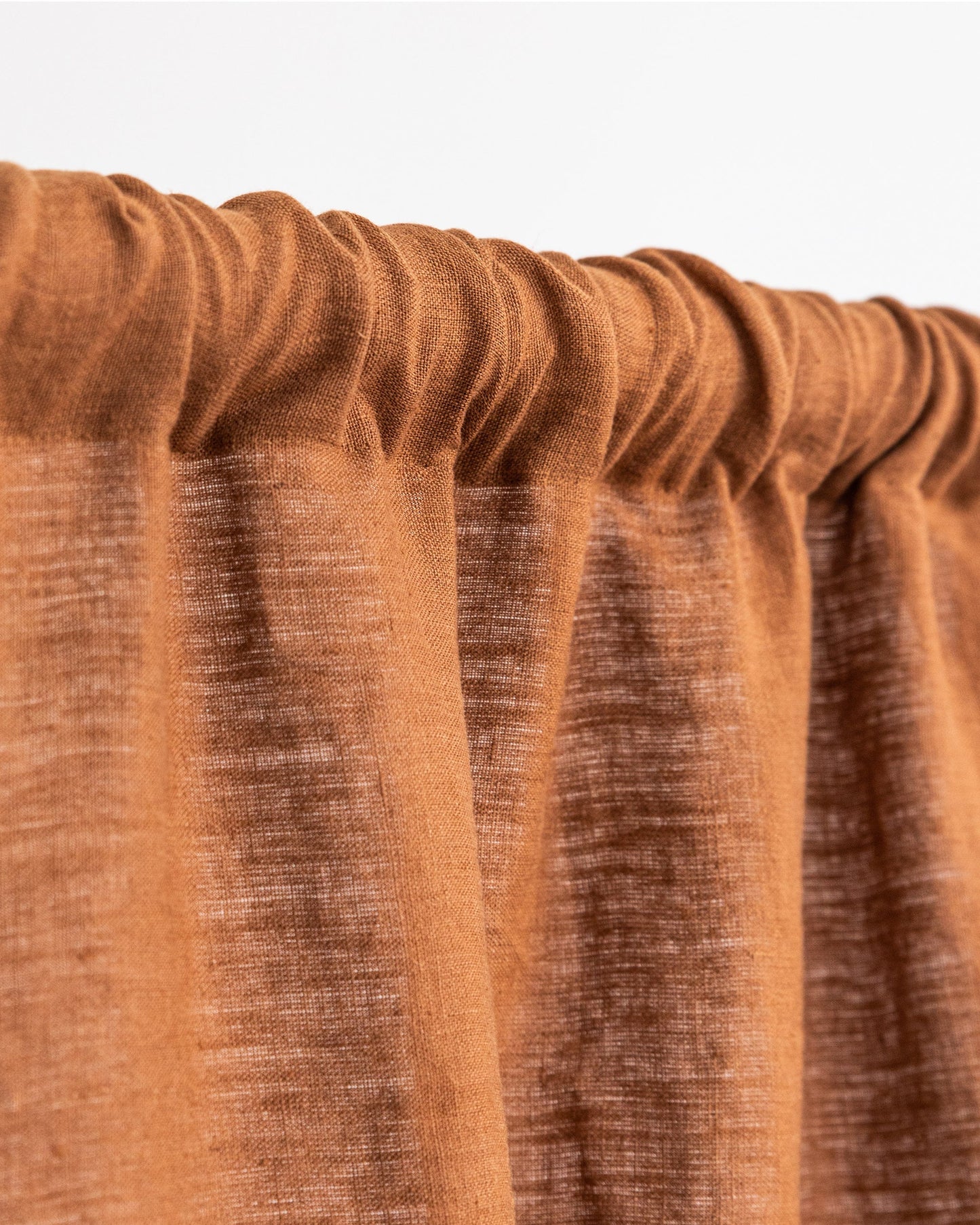 Custom size rod pocket linen curtain panel (1 pcs) in Cinnamon - MagicLinen