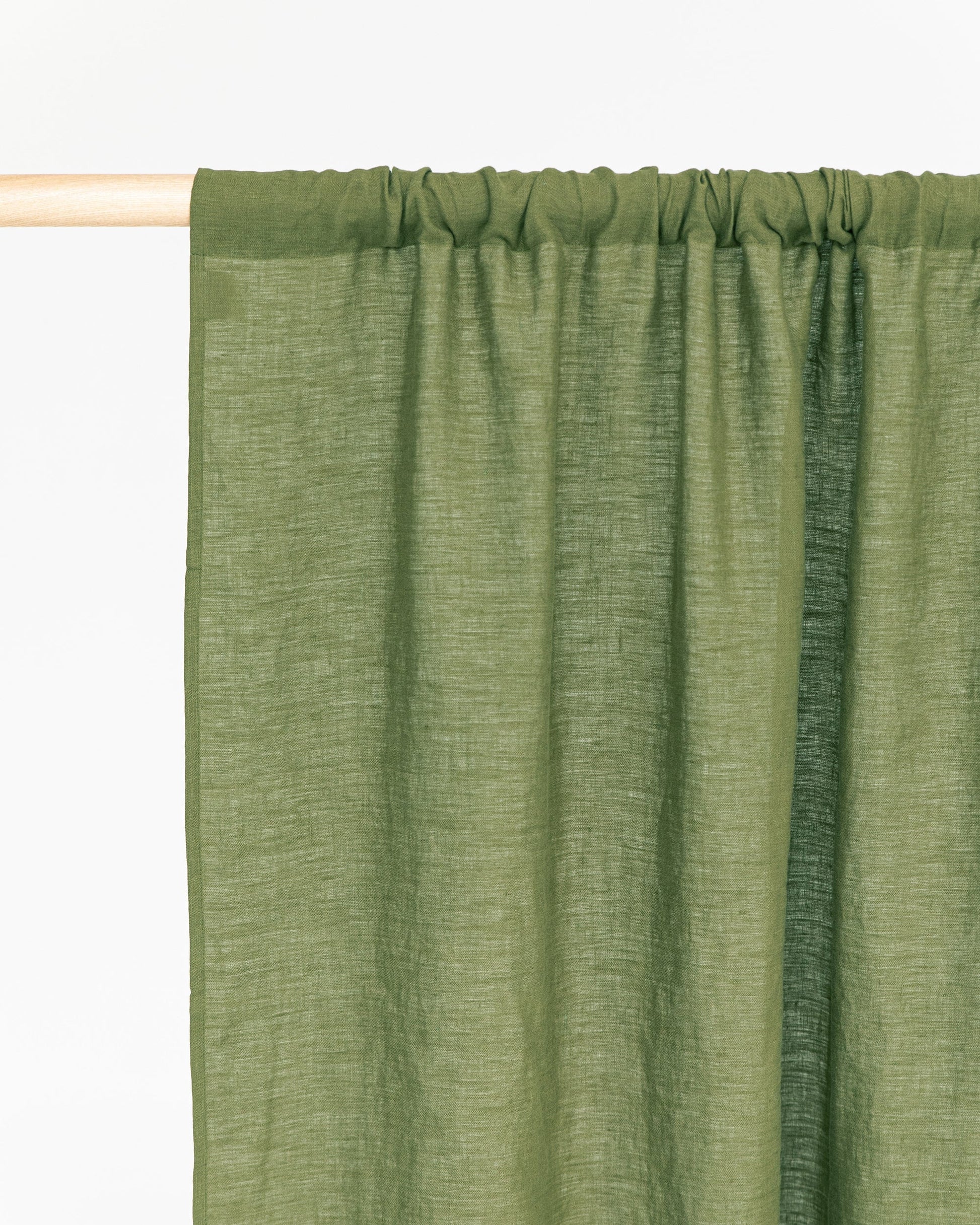 Custom size rod pocket linen curtain panel (1 pcs) in Forest green - MagicLinen