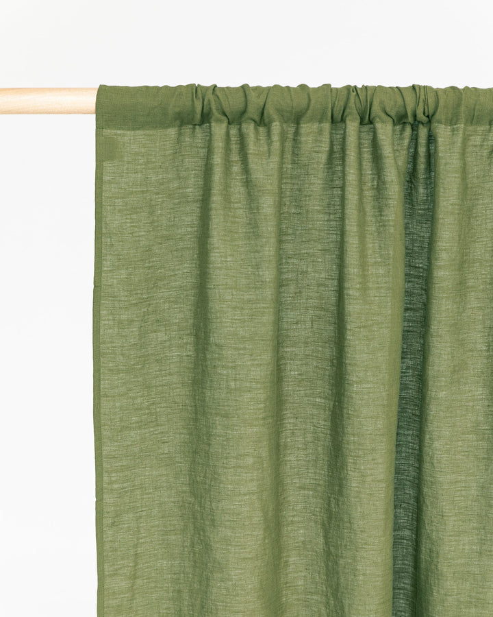 Rod pocket linen curtain panel (1 pcs) in Forest green - MagicLinen