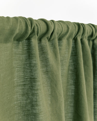 Rod pocket linen curtain panel (1 pcs) in Forest green - MagicLinen
