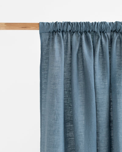 Custom size rod pocket linen curtain panel (1 pcs) in Gray blue - MagicLinen