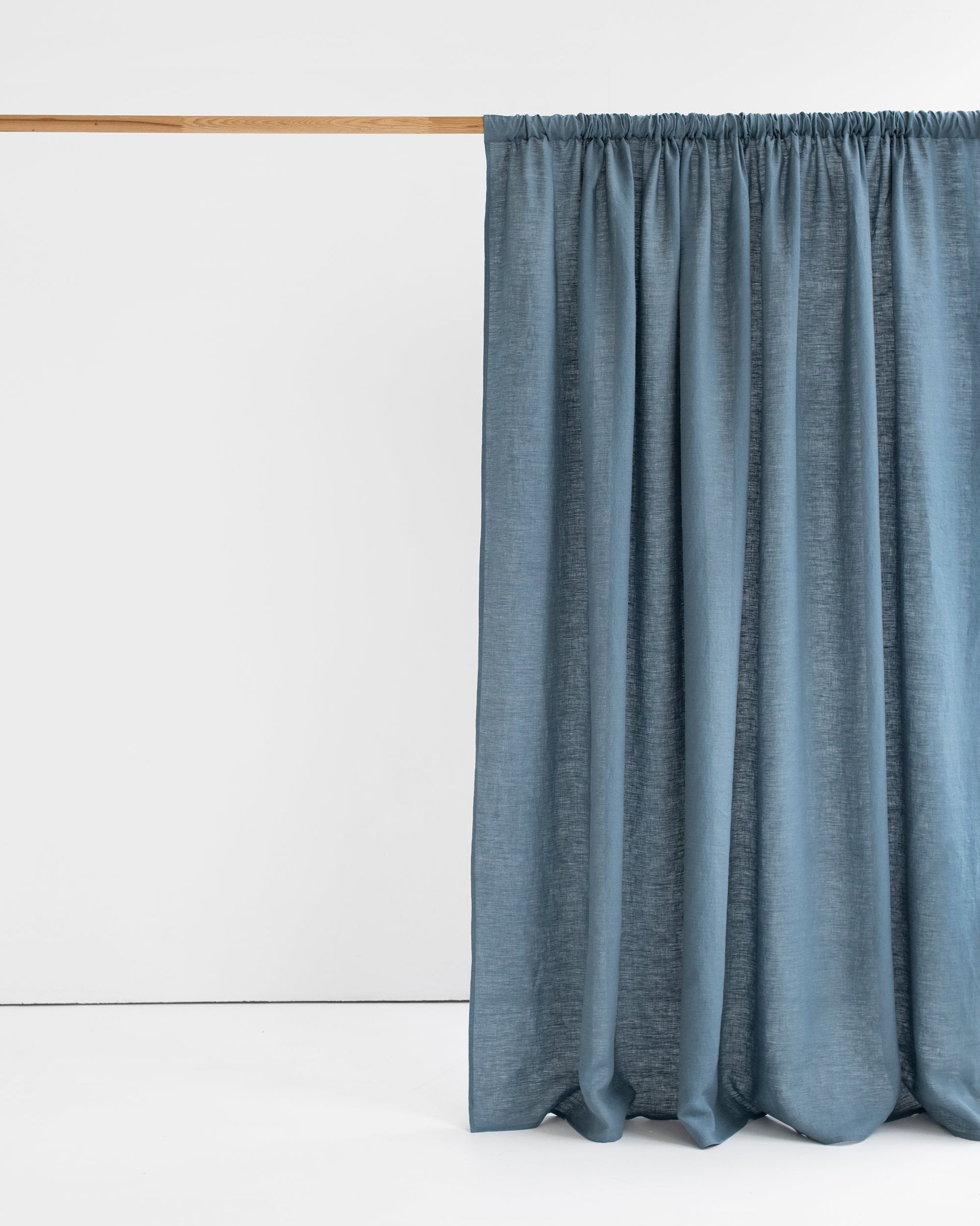 Rod pocket linen curtain panel (1 pcs) in Gray blue - MagicLinen