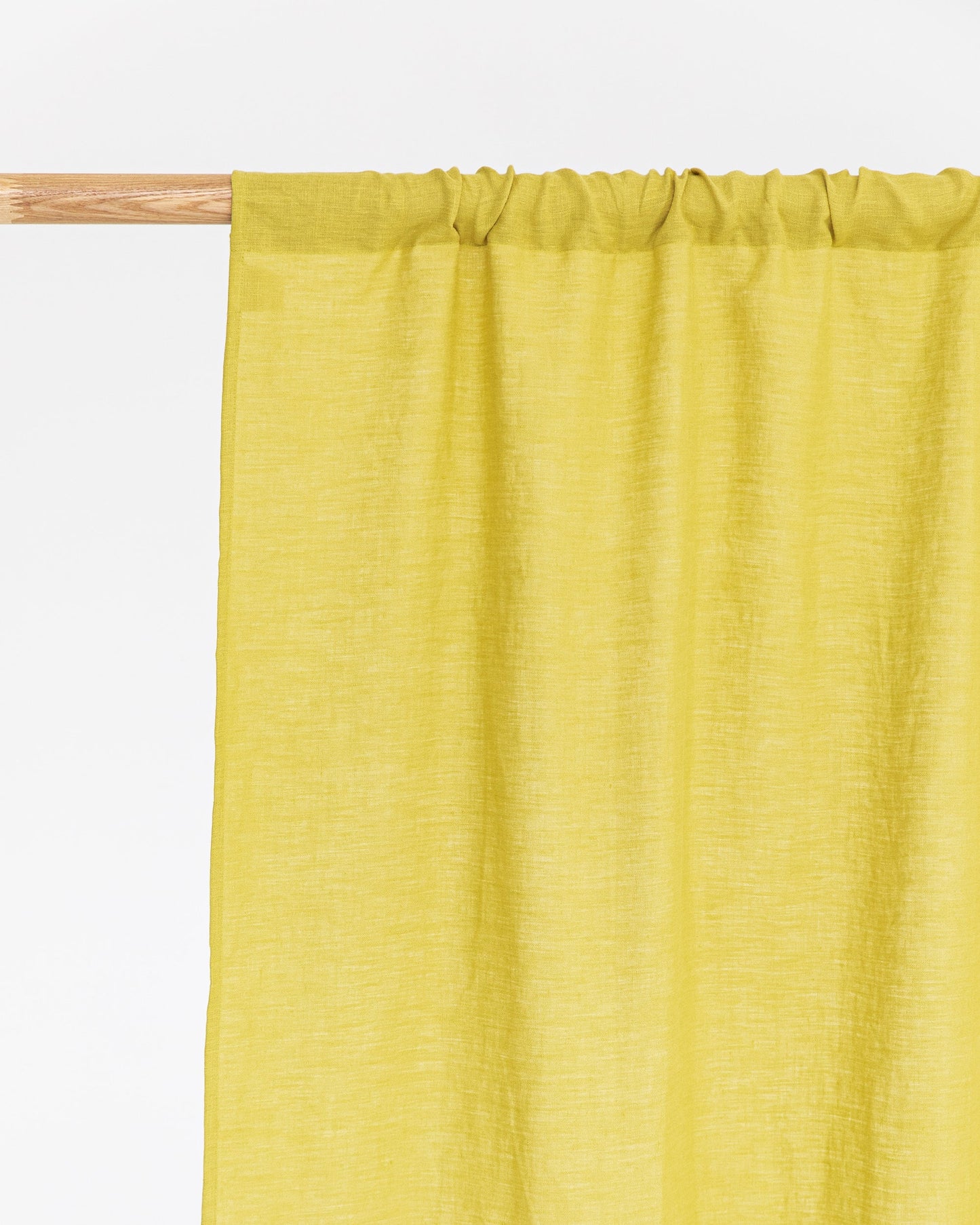 Custom size rod pocket linen curtain panel (1 pcs) in Moss yellow - MagicLinen