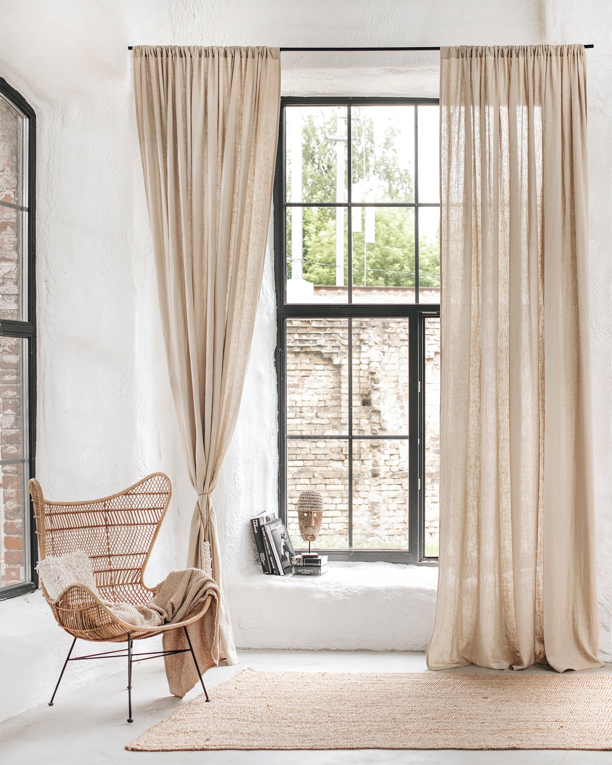 Custom size rod pocket linen curtain panel (1 pcs) in Natural linen - MagicLinen