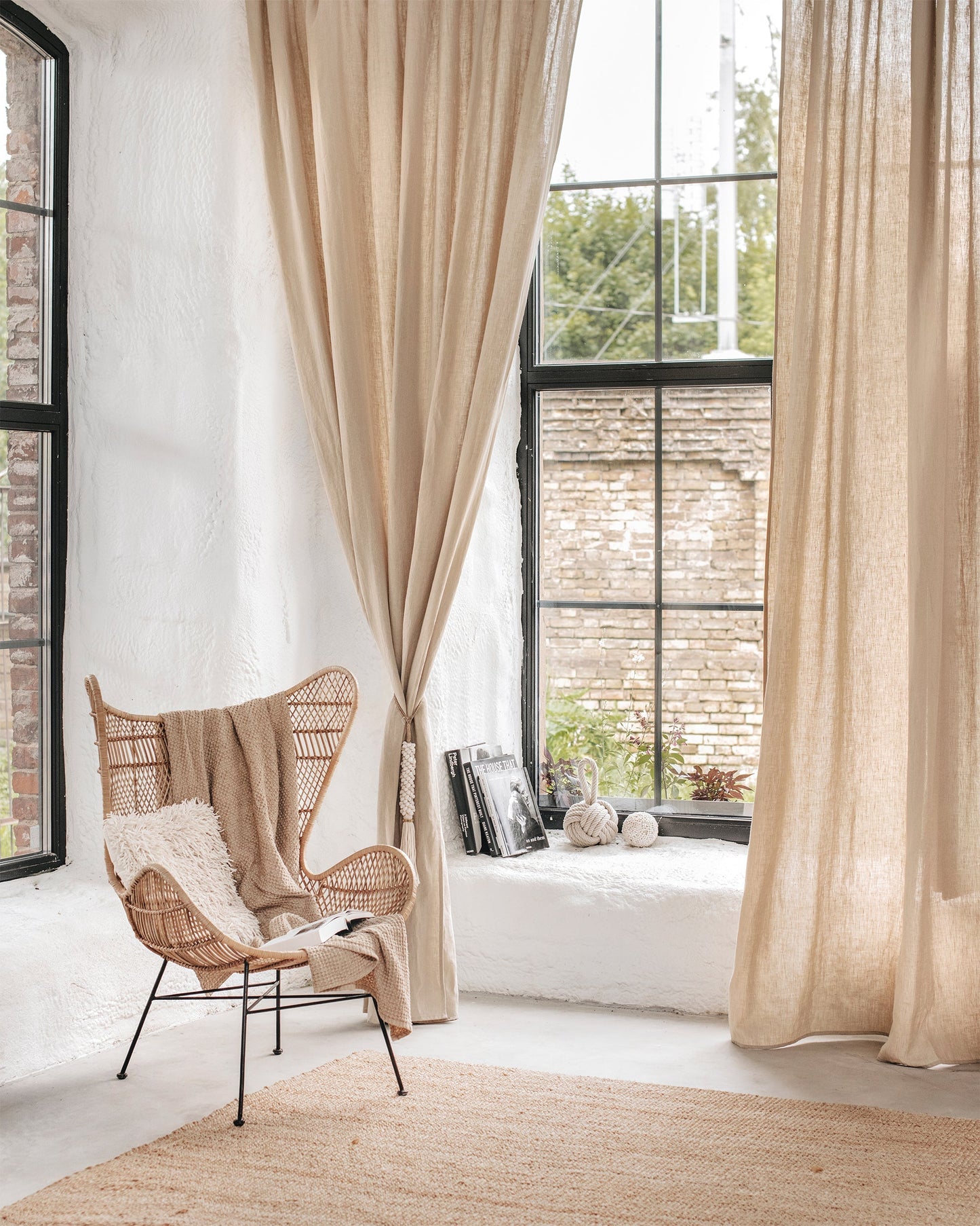 Custom size rod pocket linen curtain panel (1 pcs) in Natural linen - MagicLinen
