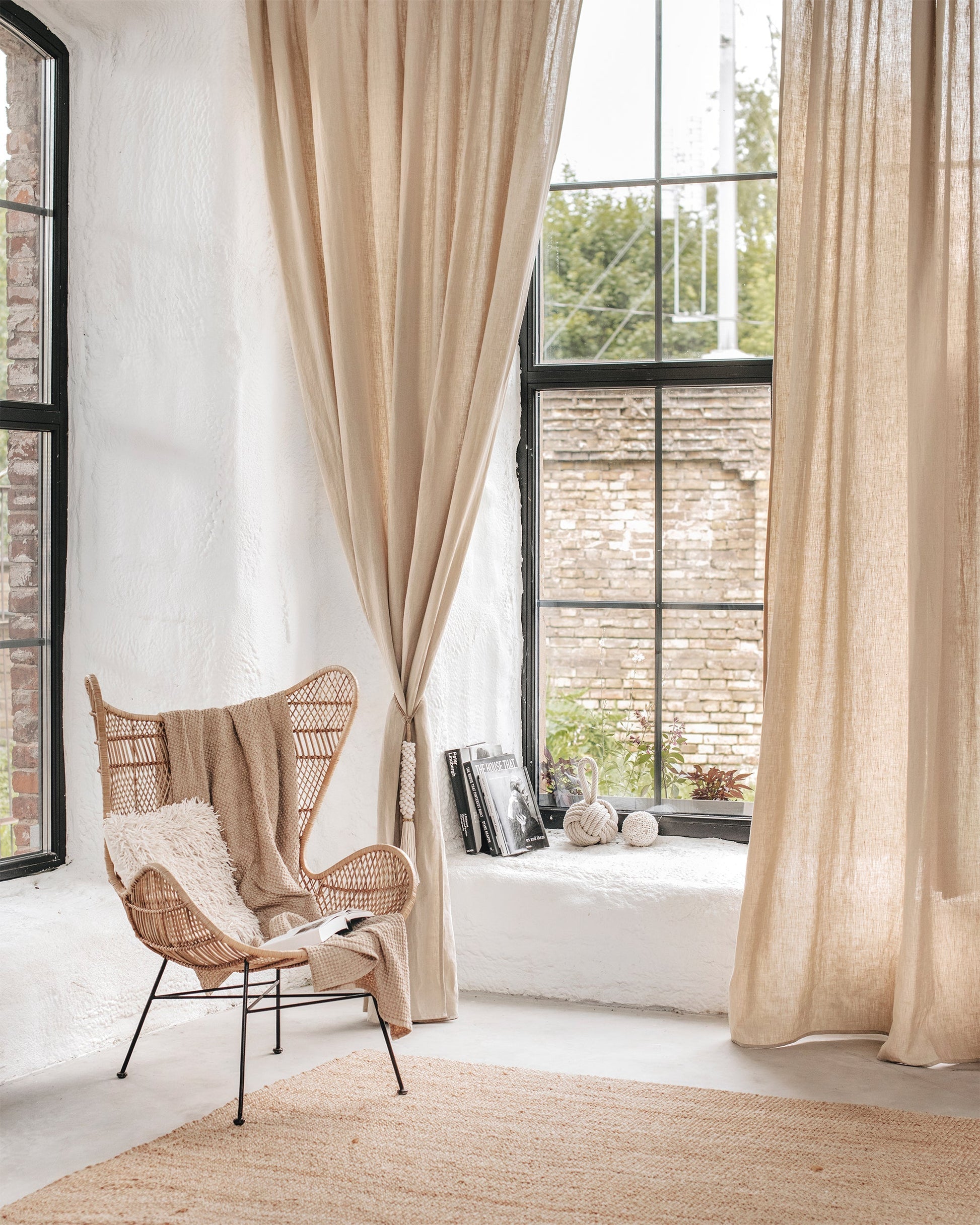 Custom size rod pocket linen curtain panel (1 pcs) in Natural linen - MagicLinen