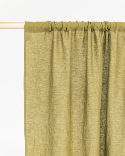 Custom size rod pocket linen curtain panel (1 pcs) in Olive green - MagicLinen