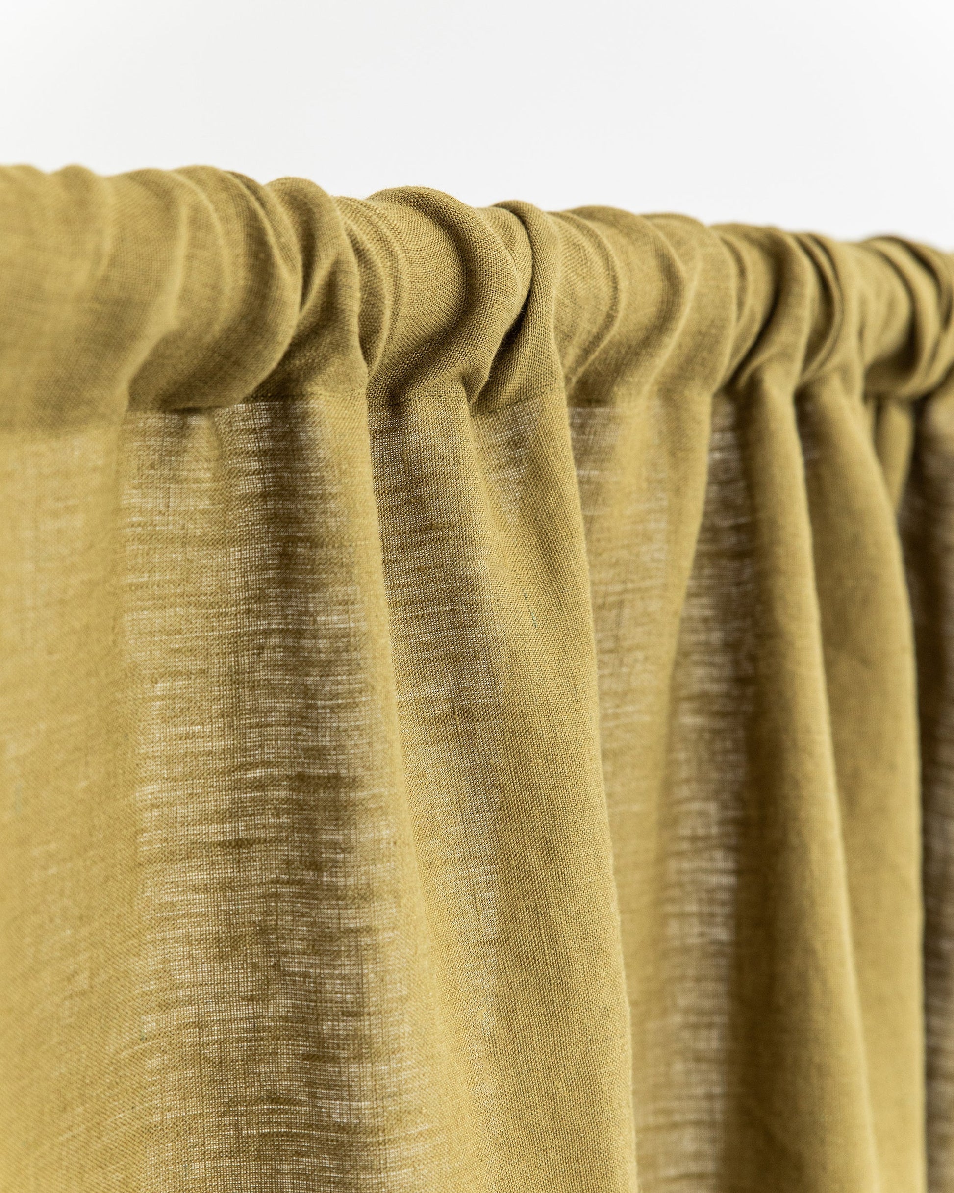 Custom size rod pocket linen curtain panel (1 pcs) in Olive green - MagicLinen