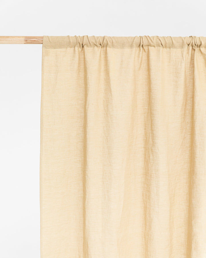 Custom size rod pocket linen curtain panel (1 pcs) in Sandy beige - MagicLinen