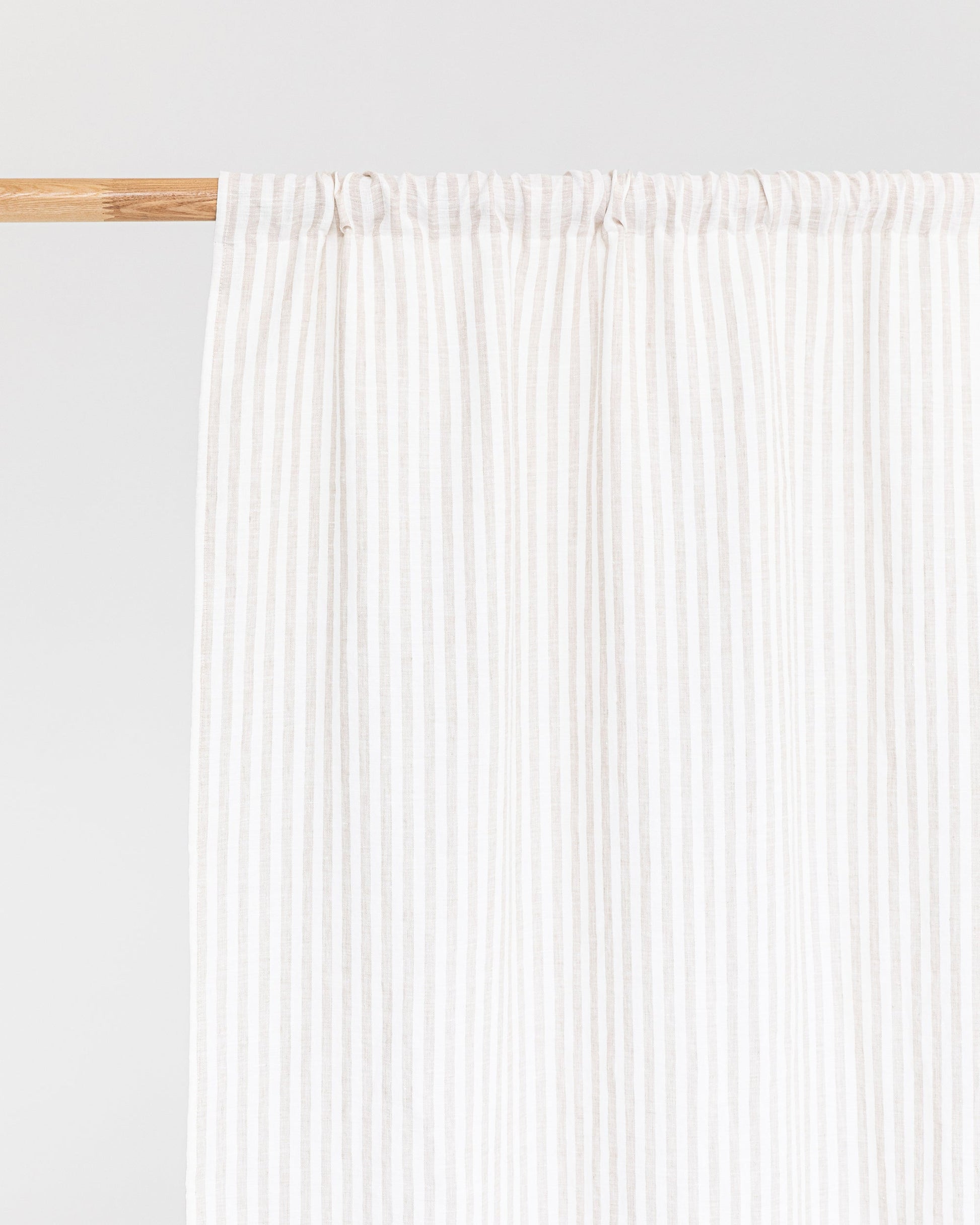 Custom size rod pocket linen curtain panel (1 pcs) in Striped in natural - MagicLinen