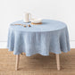 Custom size round linen tablecloth in Blue melange - MagicLinen