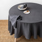 Custom size round linen tablecloth in Charcoal gray - MagicLinen