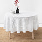 Custom size round linen tablecloth in Charcoal grid - MagicLinen