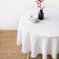 Custom size round linen tablecloth in Charcoal grid - MagicLinen