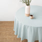 Custom size round linen tablecloth in Dusty blue - MagicLinen