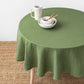 Custom size round linen tablecloth in Forest green - MagicLinen