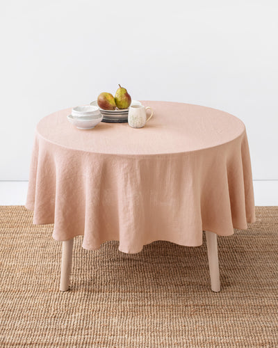 Round linen tablecloth in Peach - MagicLinen
