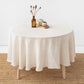 Custom size round linen tablecloth in Striped in natural - MagicLinen