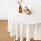 Custom size round linen tablecloth in Striped in natural - MagicLinen