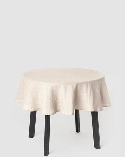 Round linen tablecloth in Ivory - MagicLinen