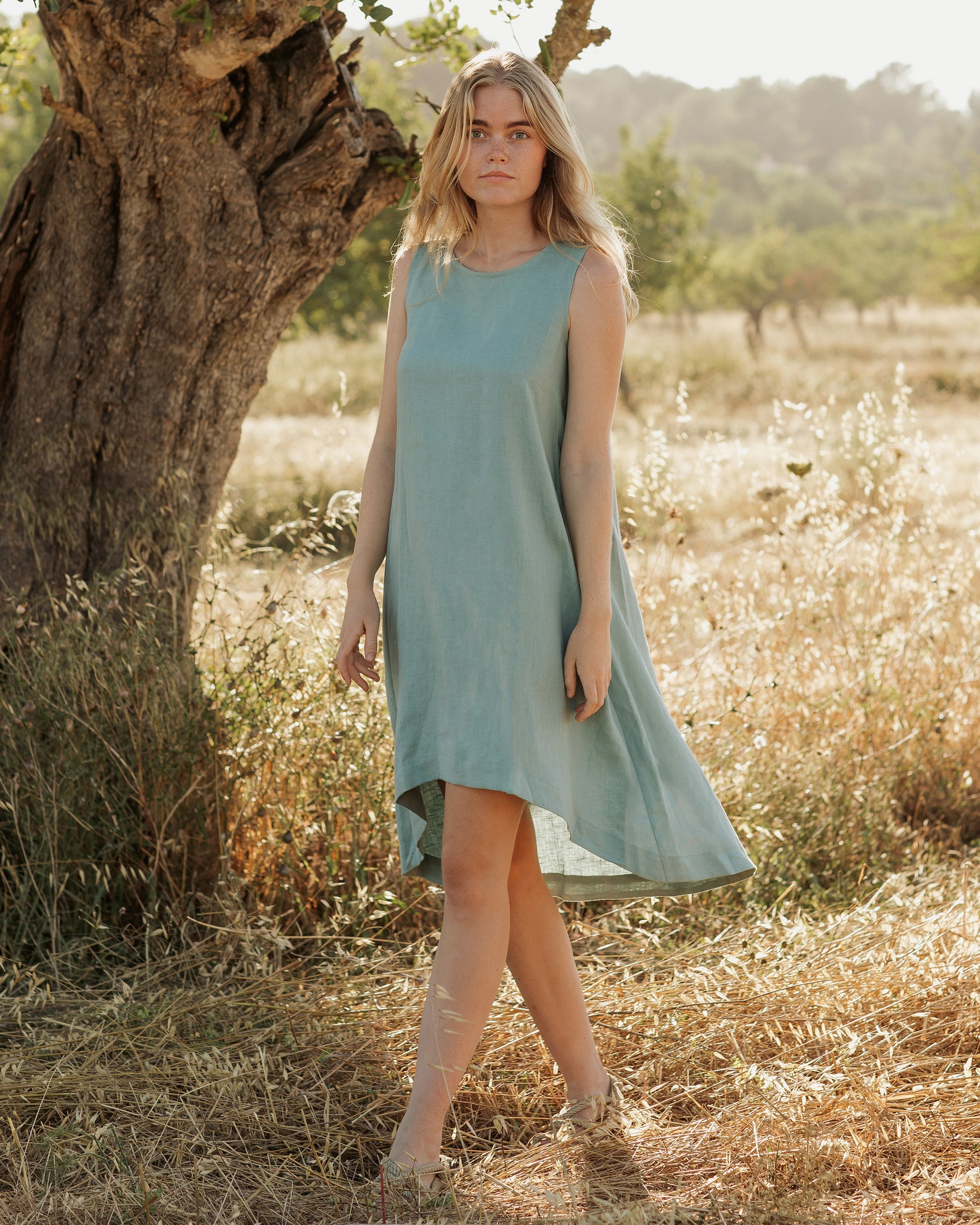 Sage green hotsell linen dress