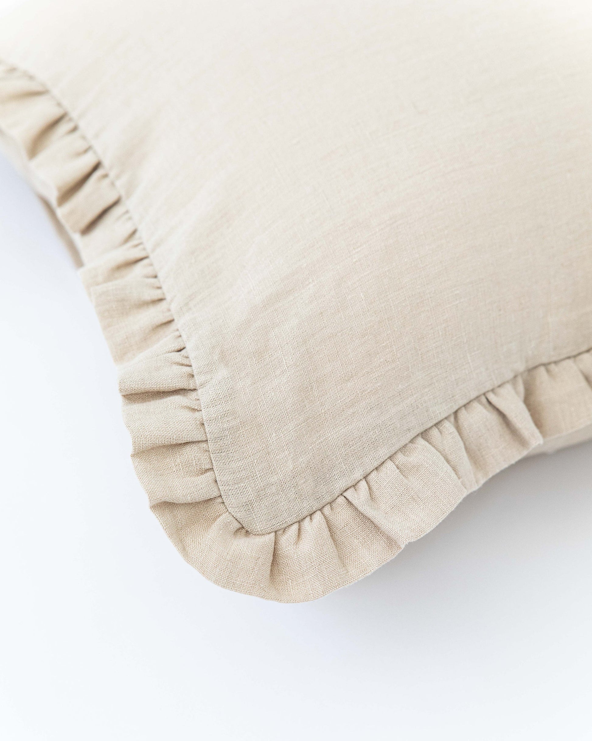 Custom size ruffle trim linen pillowcase in Natural linen - MagicLinen