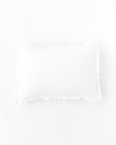 Ruffle trim linen pillowcase in White - MagicLinen