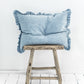 Custom size ruffle trim linen pillowcase in Blue melange - MagicLinen