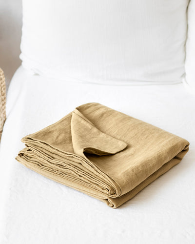 Custom size Sandy beige linen flat sheet - MagicLinen