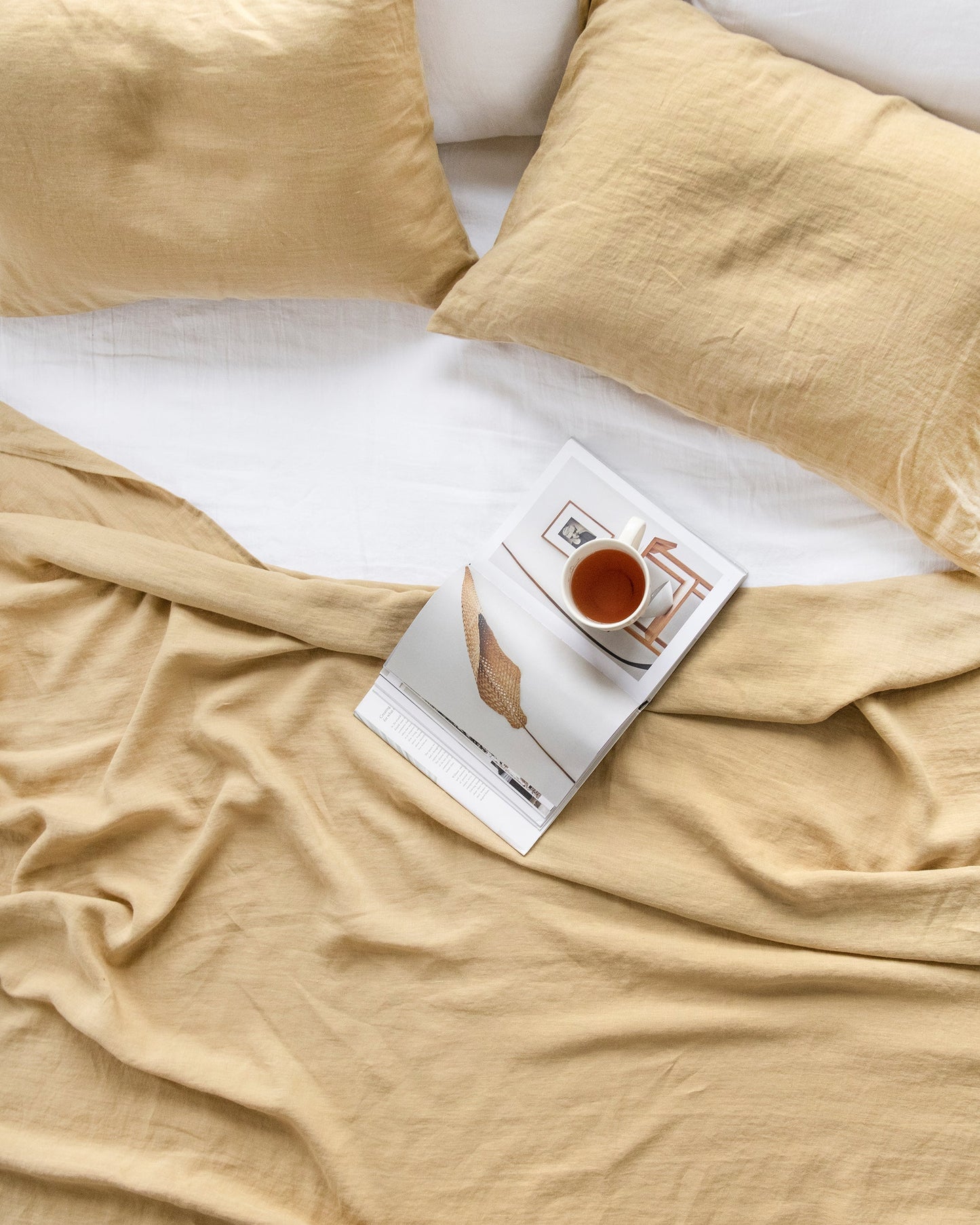 Custom size Sandy beige linen flat sheet - MagicLinen