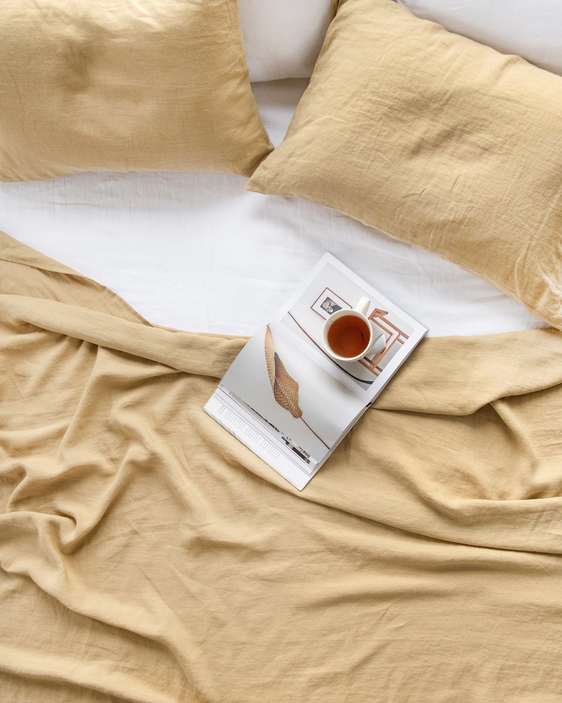 Custom size Sandy beige linen flat sheet - MagicLinen