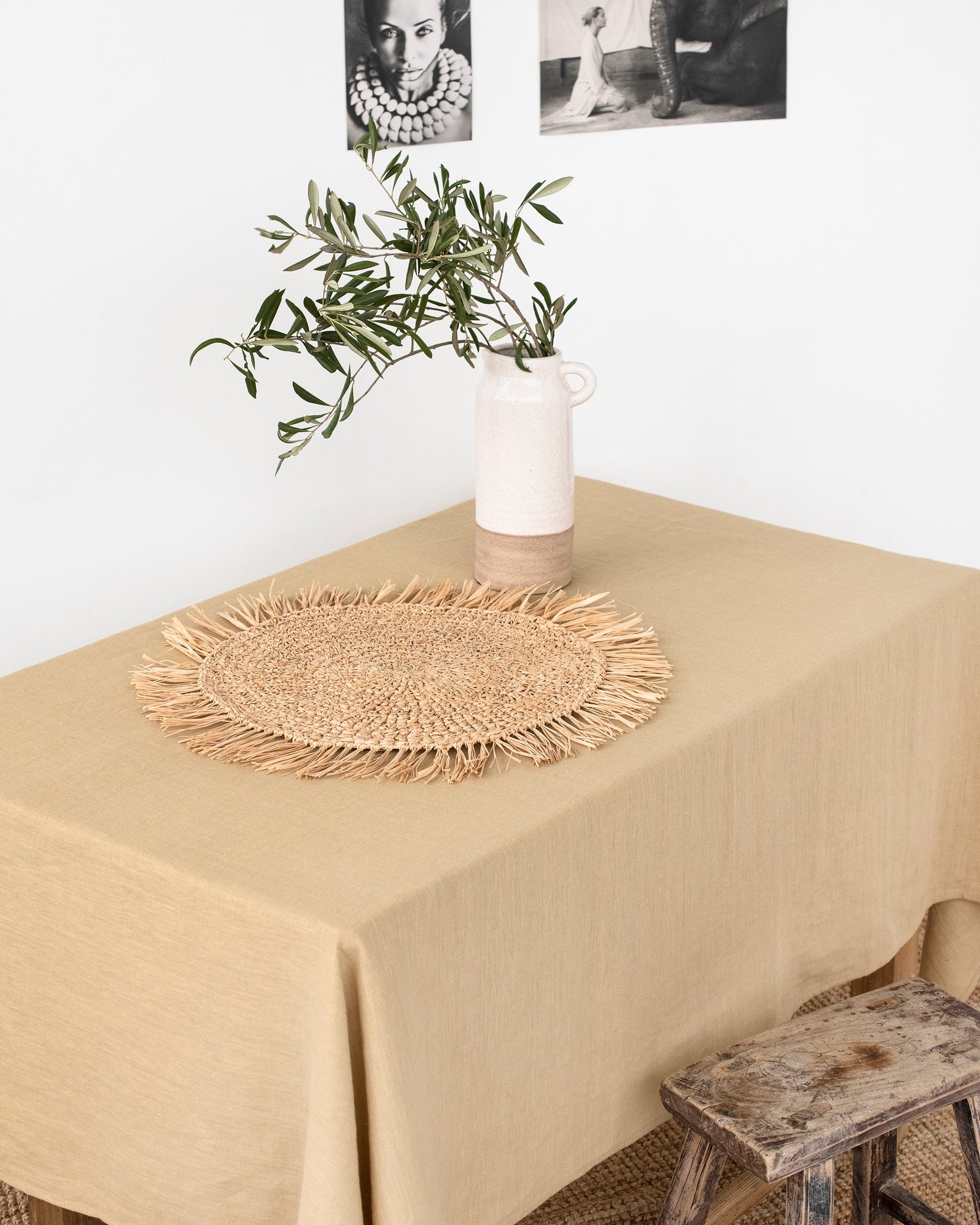 Custom size Sandy beige linen tablecloth - MagicLinen