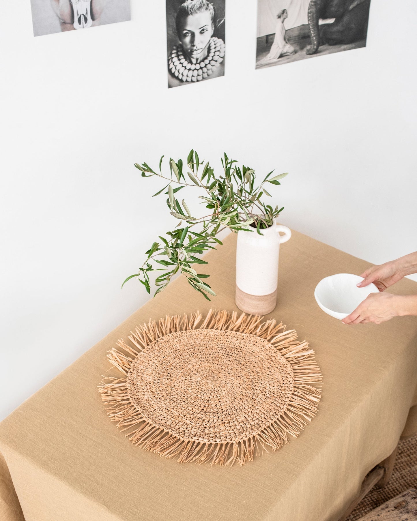 Custom size Sandy beige linen tablecloth - MagicLinen