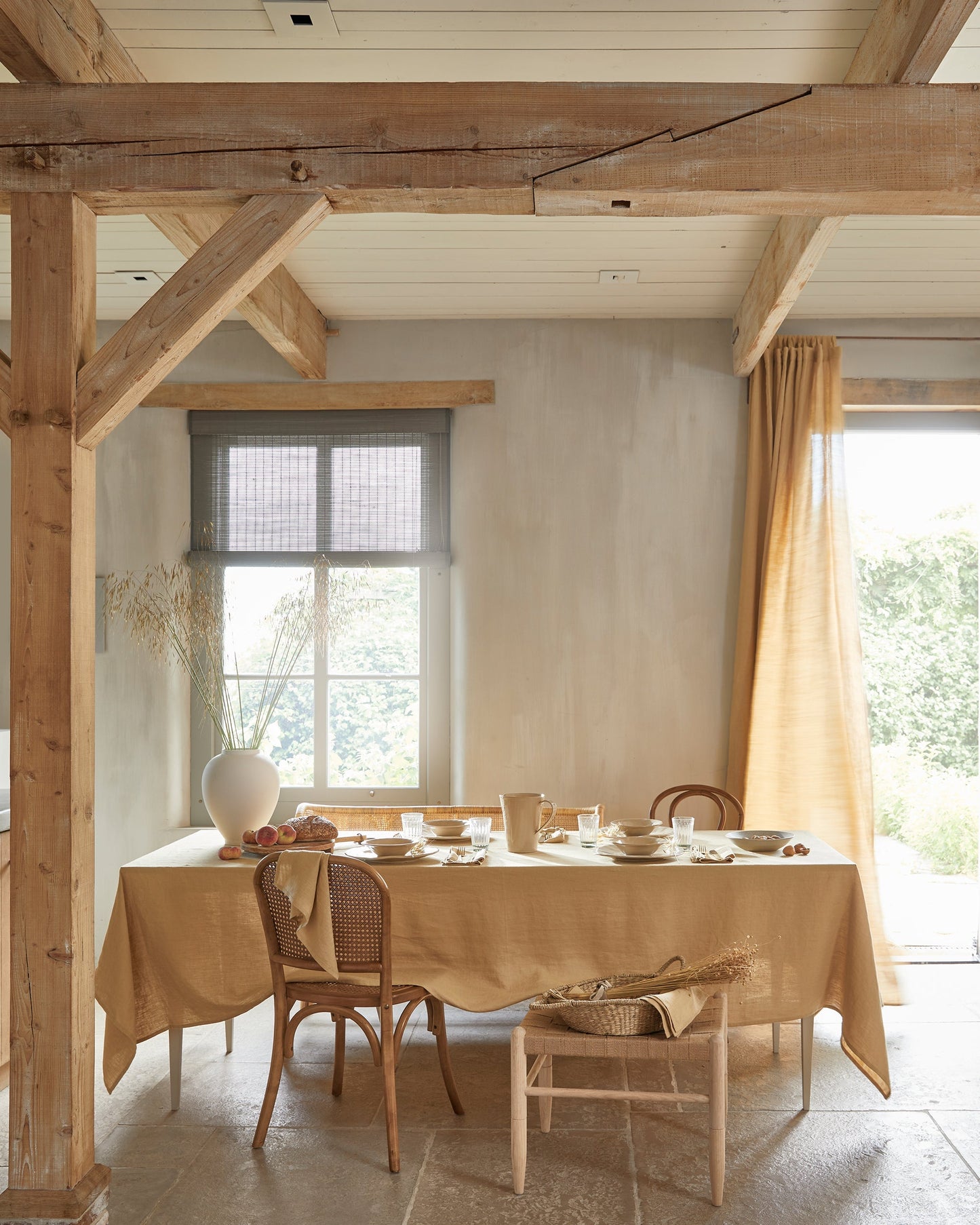 Custom size Sandy beige linen tablecloth - MagicLinen