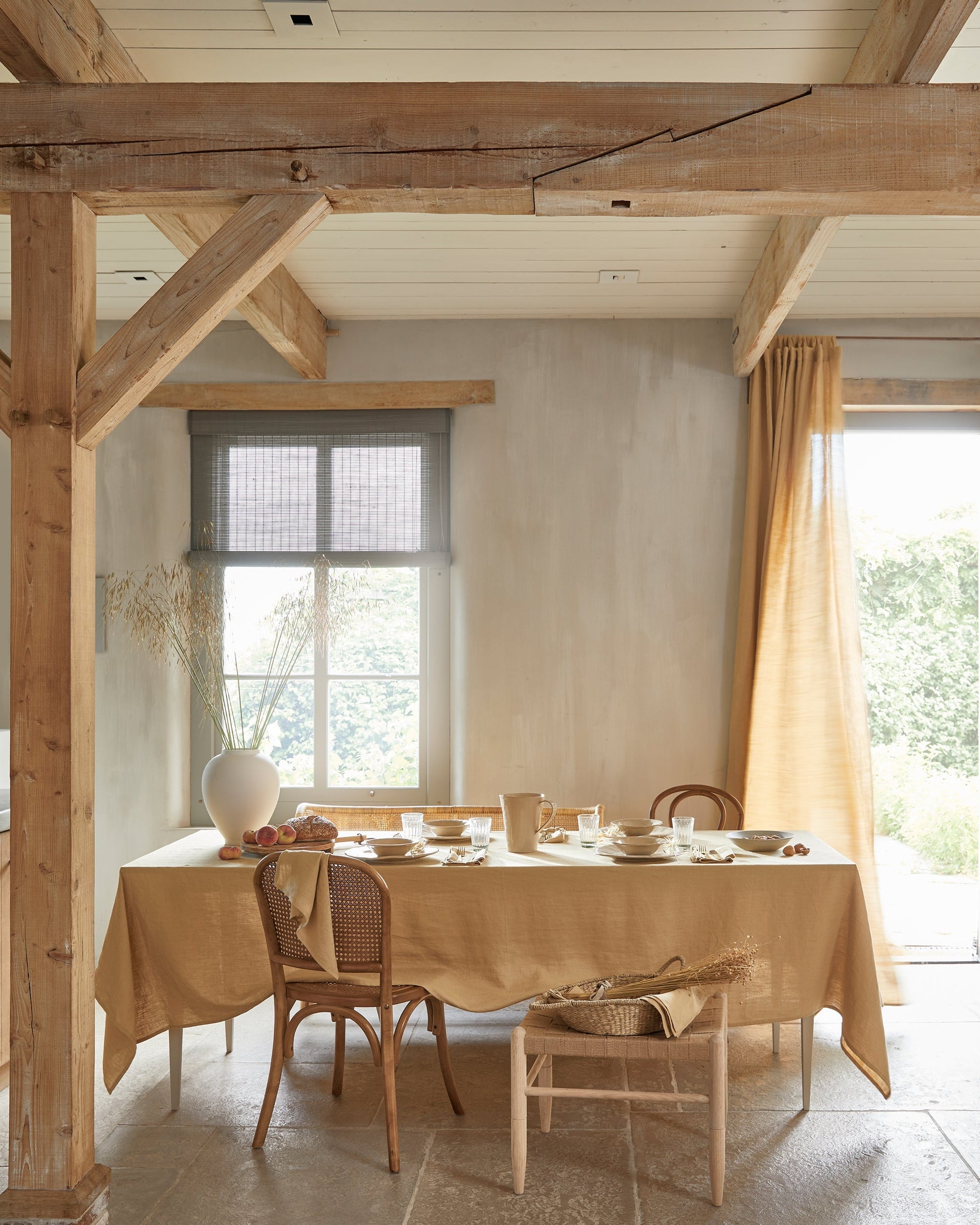 Custom size Sandy beige linen tablecloth - MagicLinen