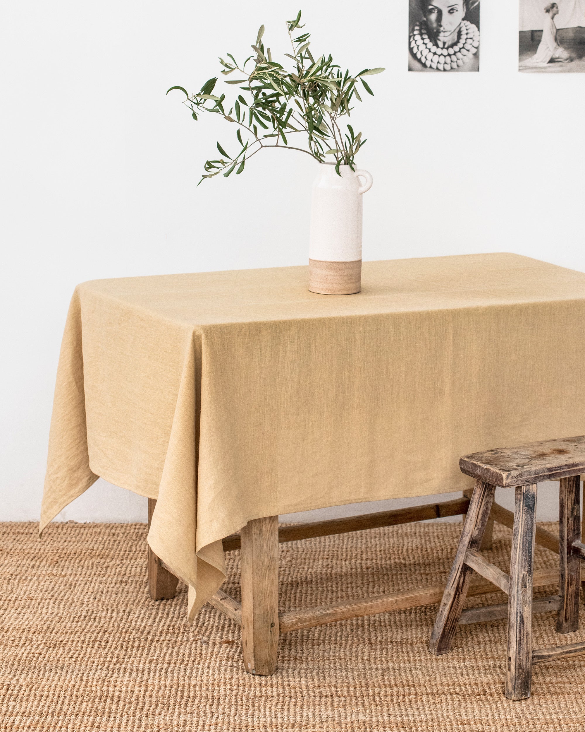 Sandy beige linen tablecloth