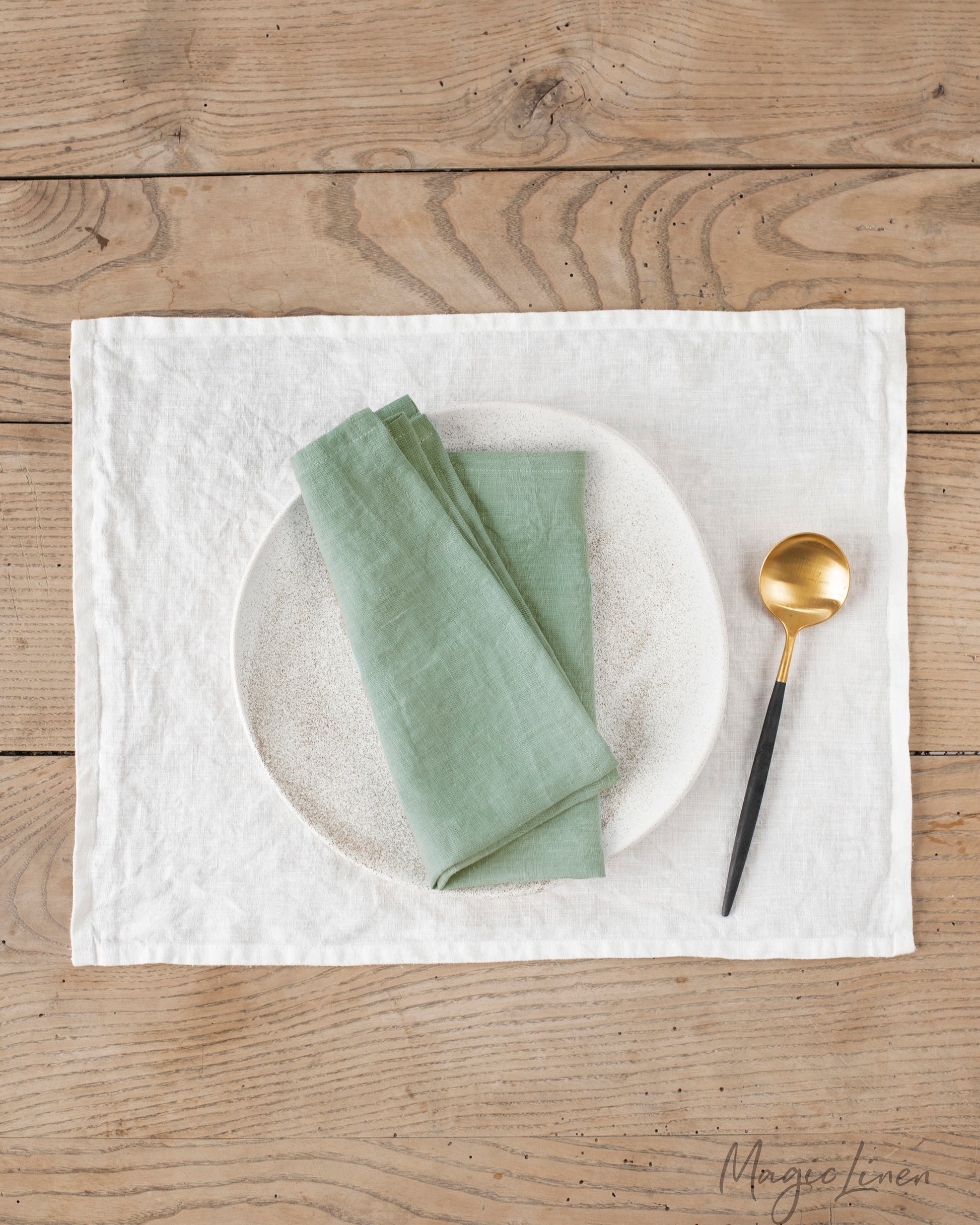 Matcha green linen napkin set of 2 - MagicLinen