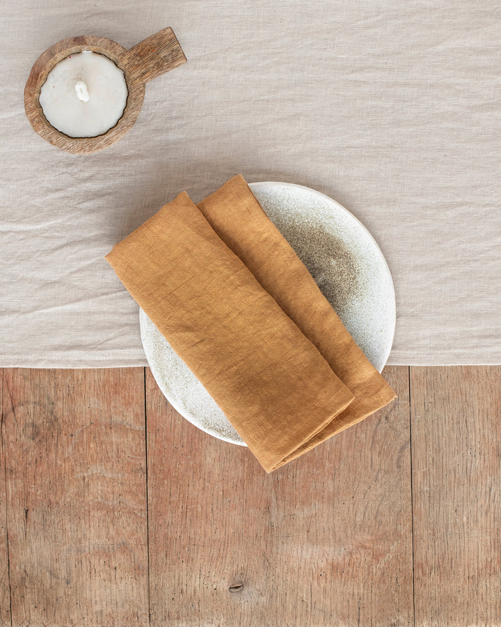 Tan linen napkin set of 2 - MagicLinen
