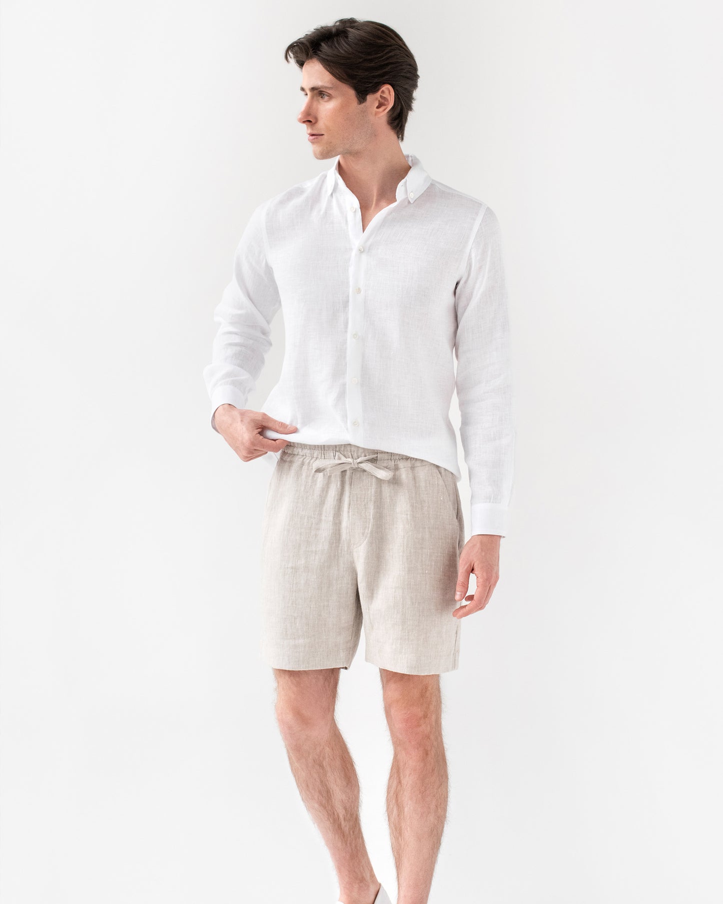 Men's linen shorts STOWE in natural melange - MagicLinen