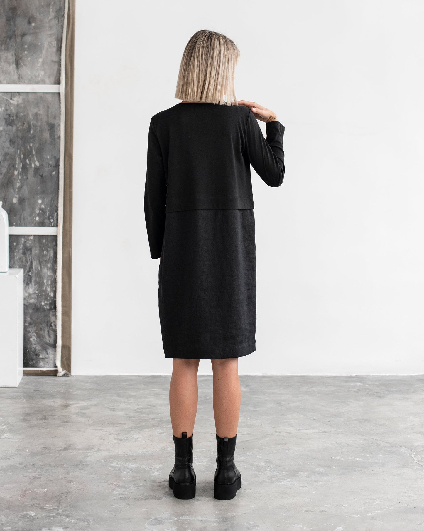 Straight Cut Linen-Cotton Dress SION | MagicLinen S Straight Cut Linen-Cotton Dress SION | MagicLinen S