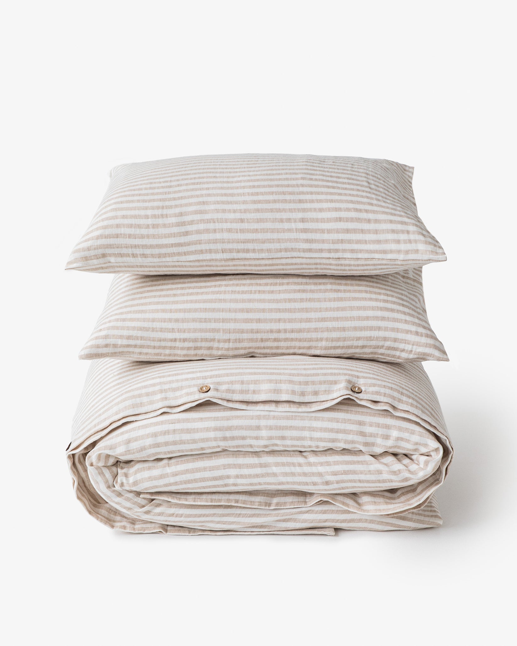 Striped in natural linen duvet cover main image 0