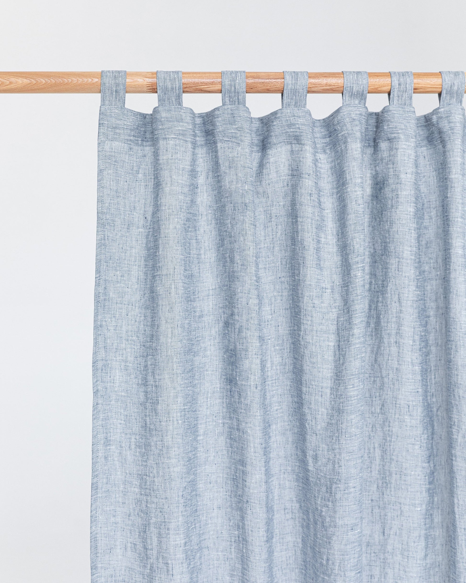 Custom size Tab top linen curtain panel (1 pcs) in Blue melange - MagicLinen