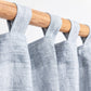Custom size Tab top linen curtain panel (1 pcs) in Blue melange - MagicLinen