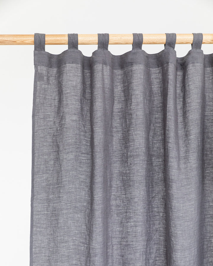 Tab top linen curtain panel (1 pcs) in Charcoal gray - MagicLinen