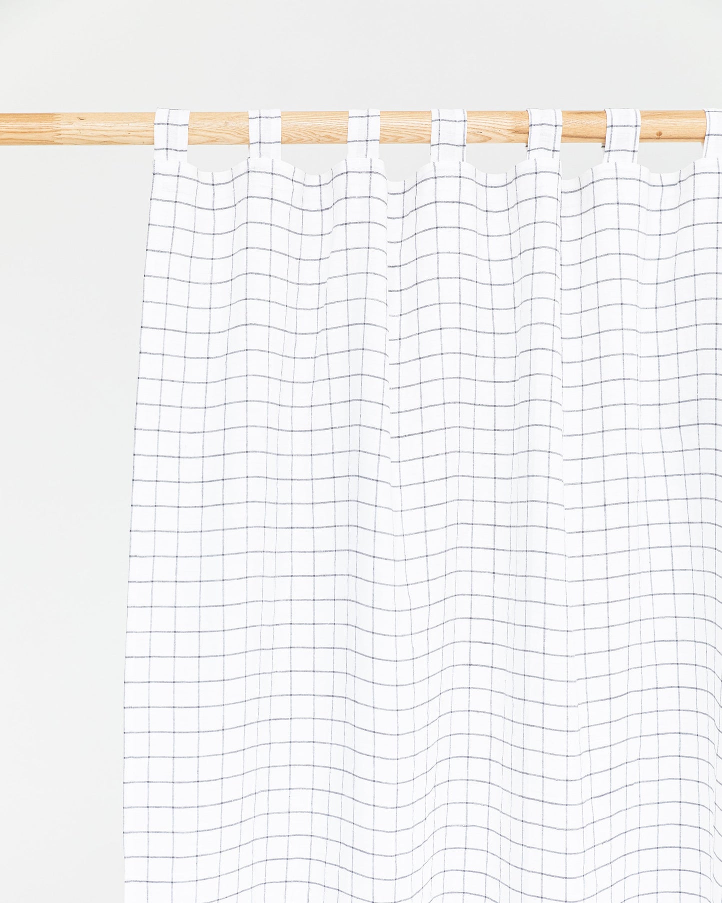 Tab Top Linen Curtain Panel in Charcoal Grid | Magiclinen – MagicLinen